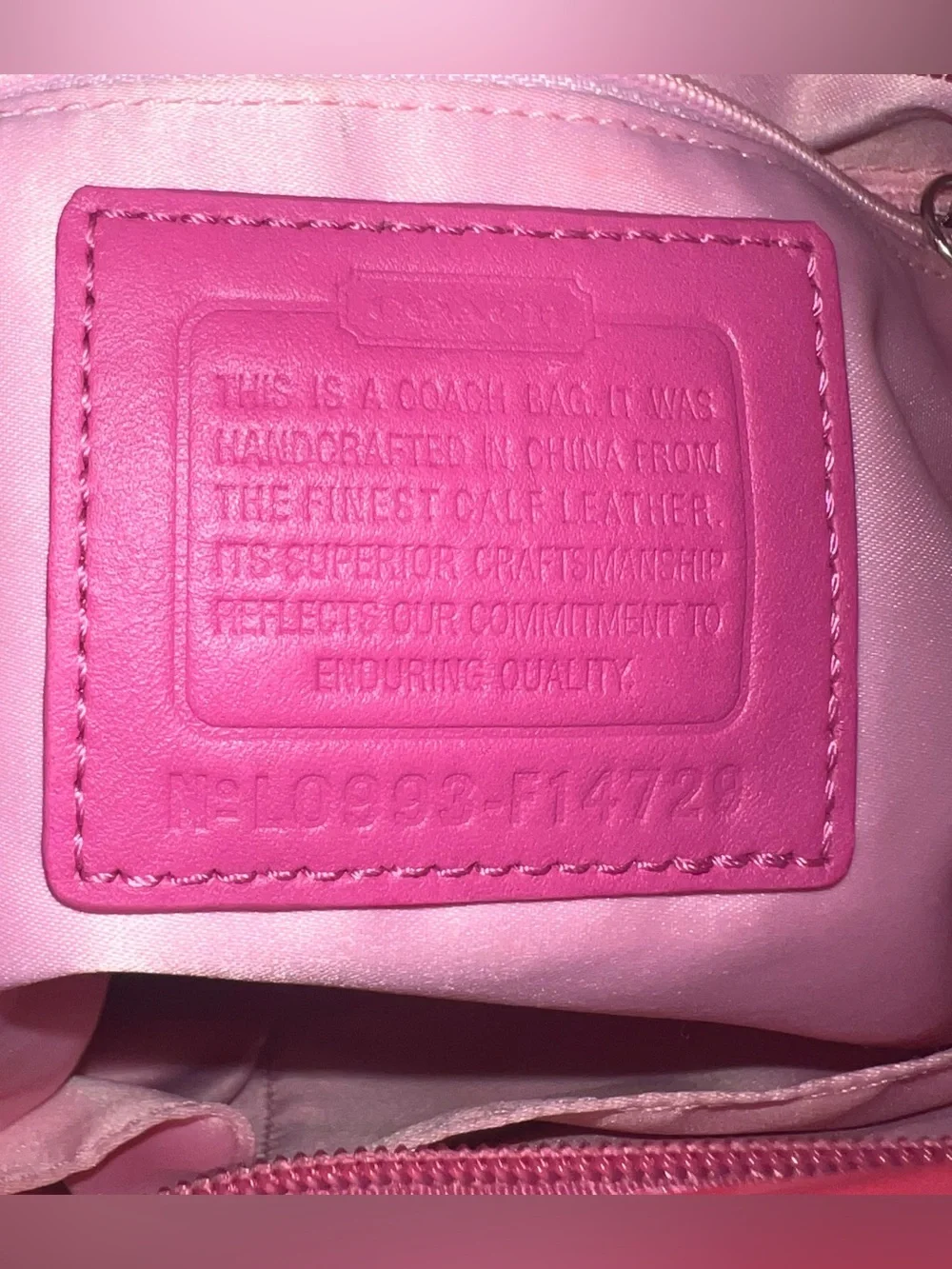 Y2K Rare Coach Embossed Pink Patent Leather Shoulder Bag F14729